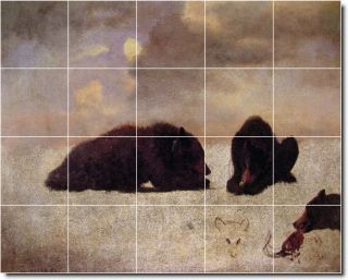 grizzly bears by albert bierstadt 24x30 inch ceramic tile mural using 