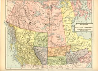 1887 Map Canada Manitoba and Northwest Territories Railroad Routes 