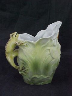 Royal Bayreuth Style Daisy Pitcher Figural Frog Handle