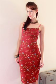 Alannah Hill Embroidered Silk Floral Burgundy Red Cocktail Figure 