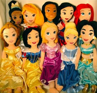 10 Princess Collection Set Plush Dolls Rapunzel Snow 