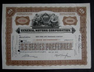   Motors Corp Printed Signature of Alfred P Sloan Jr as Pres 1931
