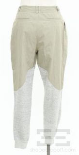 Alexander Wang Khaki Grey Knit Trim Pleated Slouch Trouser Pants Size 