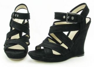 alexandre birman black wedge sandal 5 5 inch heel suede straps made in 