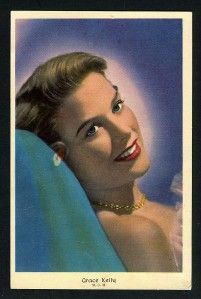 Vintage GRACE KELLY Colored Euro 1950s Card Beautiful Lady