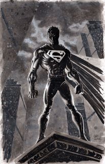 Superman 11 x 17 Original DC Comics Signed Outsider Art by Gary 