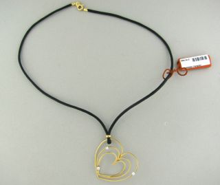New Alfieri St John 18K Yellow Gold Diamond Heart Necklace