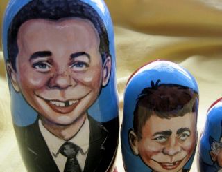 Mad Alfred E Neuman Political Nesting Doll Set Hand Made Russia B 