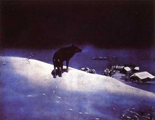 Alfred Von Kowalski Wierusz Lone Wolf Painting Repro