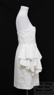 Alice Olivia White Ruffle Peplum Strapless Dress Size 12