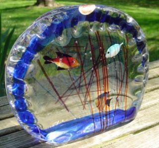   Signed Sandro Frattin Murano Art Glass Fish Tank Aquarium WOW