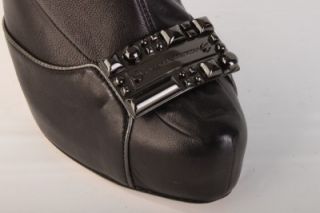 New Alessandro DellAcqua Napa Black Soft Leather Thigh High Boots 38 