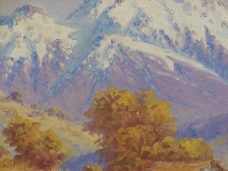 Alfredo Lobos Chilean Mountain Landscape Oil Painting Signed and Dated 