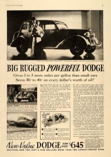 1935 Ad Chrysler Motor Dodge Division Touring Sedan Car   ORIGINAL 
