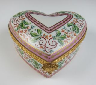 Le Tallec Limoges Large Porcelain Heart Trinket Box French Atelier 