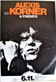 Alexis Korner Original Vintage Rock Roll German Concert Poster 1975 