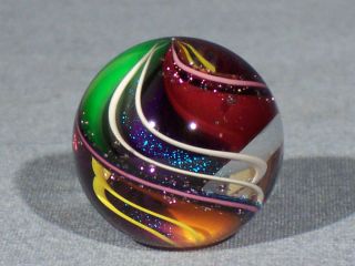    Hand Made Art Glass James Alloway Dichroic Marble #1309 1.1 inch