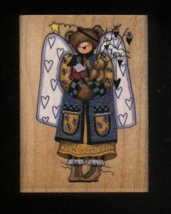 Alma Lynne Garden Angel Wings Hearts Teddy Bear Hearts Rubber Stamp 