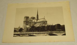 1914 Antique Print Cathedral of Notre Dame Paris France