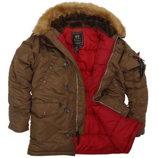 ALPHA INDUSTRIES N3B COLD WEATHER WINTER PARKA SUB FREEZING TEMP BROWN 