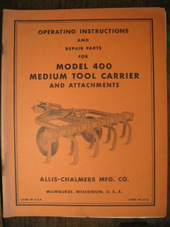 TPL 217 C Allis Chalmers Manual PARTS 400 MEDIUM TOOL CARRIER AND 