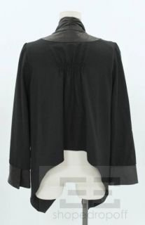 Alice Olivia Black Wool Leather Open Front Drape Jacket Size M
