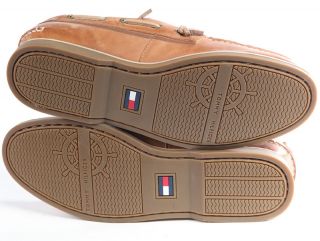 New $90 Tommy Hilfiger Mens Ally Leather Lace Up Boat Loafers Shoes 9 