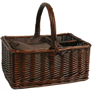 Willow Cooler Basket with separate wine and food compartments Picnic 