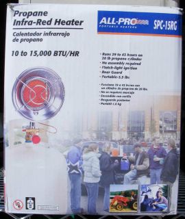 ALL PRO PORTABLE PROPANE OUTDOOR INFRA RED HEATER MDL SPC15RG