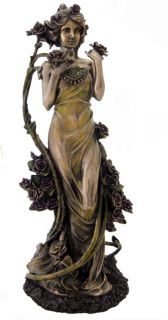 Rose Alphonse Mucha Flowers Series Art Nouveau Lady Statue Figure 