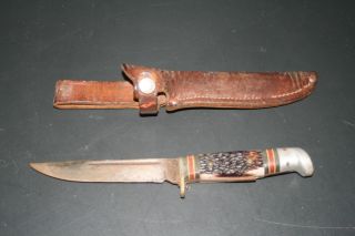WESTERN USA FIXED BLADE HUNTING KNIFE WITH SHELTH (OUT OF GRAMPS 