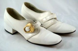 Amalfi Vintage White Monk Strap Womens Shoes 8 5AAA