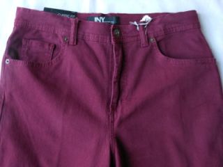   New York 10 Burgundy Denim Jeans AMANDA BORDEAUX Classic Fit Size 10