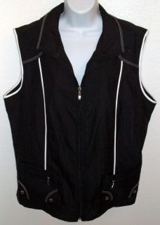 NWT Allison Daley Black White Trim Zip Vest Size 18