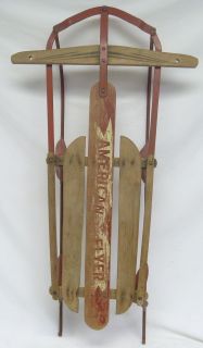 Vintage American Flyer Snow Sled Wood and Metal 45 Inch