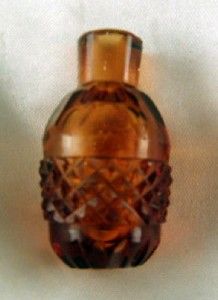Tiny Victorian Cut Glass Perfume Bottle 1 1 2 Tall Amber Color