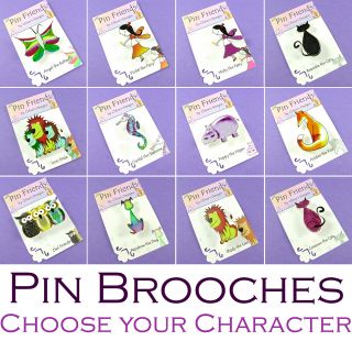   Pin Brooch Choose Your Character Cat Dog Fox Lion Fairy Owl