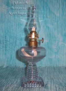 1878 Optic Mini Oil Kerosene Night Lamp w Chimney Turni