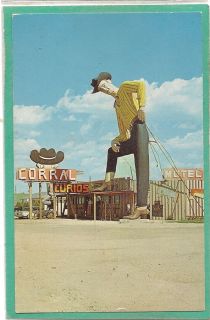 Route 66 Amarillo Texas TX Corral Curios Motel Biggest Texan Postcard 