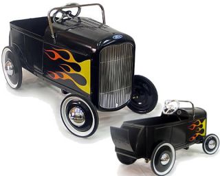 1932 Flamed Ford Roadster Retro Pedal Car Black Hot Rod