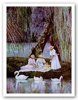 African American Art Swans Picnic by Consuelo Gamboa