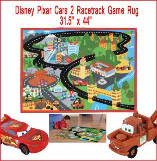 NEW Disney Cars 2 Interactive Racetrack Game Rug W McQueen Mater Road 