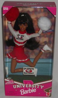    University Bulldogs Cheerleader Barbie Mattel Doll African American