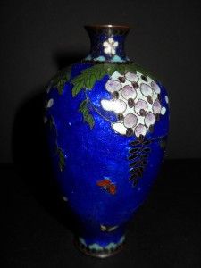 Gorgeous 19thC Antique Chinese Foil Backed Cloisonne Bud Vase 