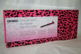 Amika Pink Cheetah Clipless Curling Iron 19mm