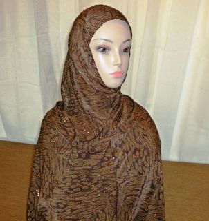 Fancy Hijab 2 Piece Amira Hejab Muslima Headscarf Long Floral Brown w 