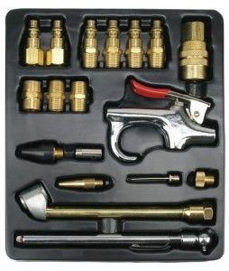 18 Piece Complete Pneumatic Air Compressor Tool Accessory Nozzle Kit 