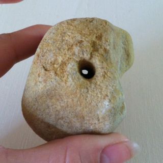 Native American Indian Artifact, Tool, Stone Rock With Hole Through It 