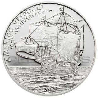 Cook Islands 2012 5$ Amerigo Vespucci Silver Coin Proof
