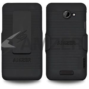 Amzer Shellster Shell Case Holster Combo Cover for HTC One x Black 